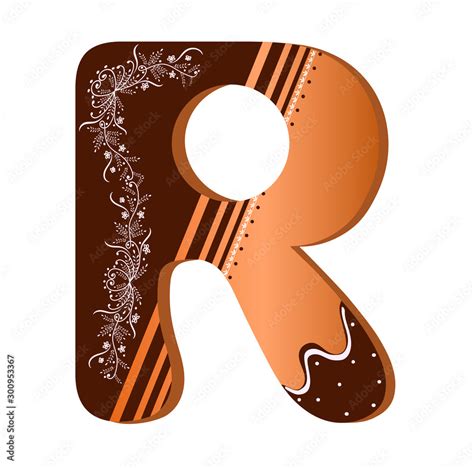 Cookie Alphabet Gingerbread Letter R Cookie Vector Alphabet With