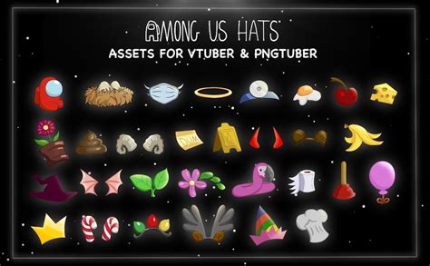 51 Among Us Hats Assets For Vtuber Pngtuber Overlay P2u Vtuber