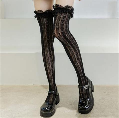 Throne Zenofr0st Black Goth Knee High Stockings