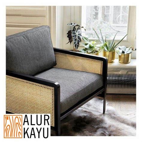 Sofa Kursi Teras Minimalis Rotan Kayu Jati Kaki Besi Sofa Santai