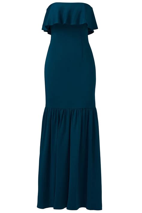 Jill Jill Stuart Teal Lexi Strapless Ruffle Gown Ruffle Gown Jill