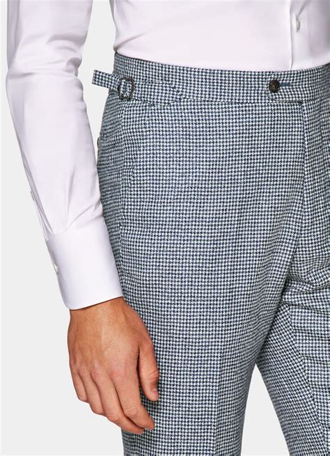 Light Blue Houndstooth Three Piece Havana Suit In Pure Wool Suitsupply Us