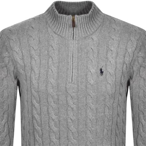 Ralph Lauren Half Zip Cable Knit Jumper Grey Mainline Menswear