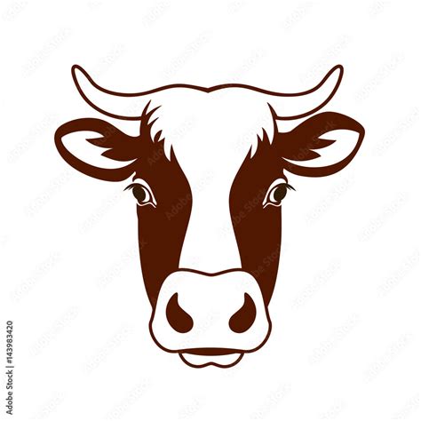 cow head farm / Vector image of a cow head design on white background, Vector cow logo. Farm ...