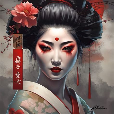 Geisha 3 Arts numériques par Khélène Artmajeur Art Geisha Geisha