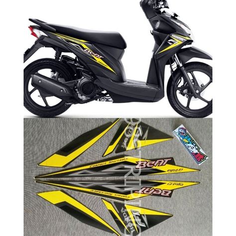jual stiker striping lis standar ori honda beat  fi kuning