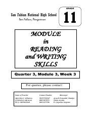 Q3 RWS MODULE 3 2021 2022 1 Pdf GRADE 11 San Fabian National High