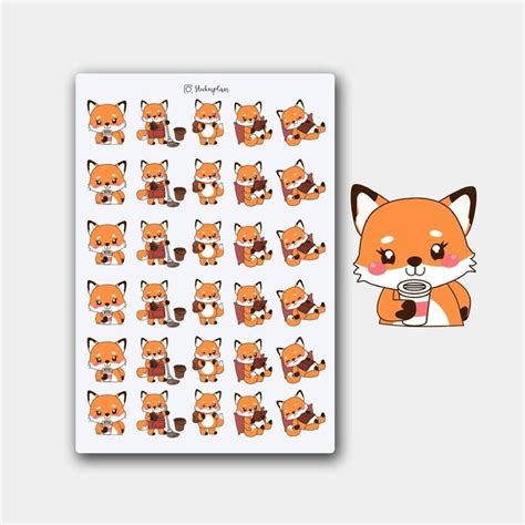 Fox Stickers Fox Planner Stickers Fox Sticker Animal | Etsy | Planner ...