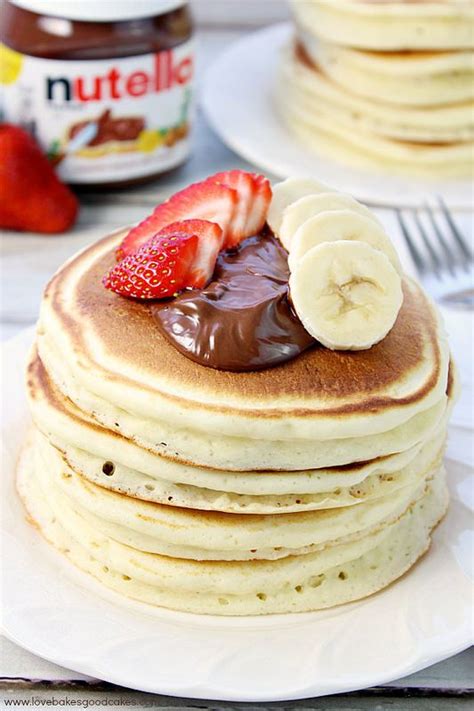 Fluffy Pancakes With Nutella And Strawberry Banana Salsa Spread The Happy Nutella Recipes