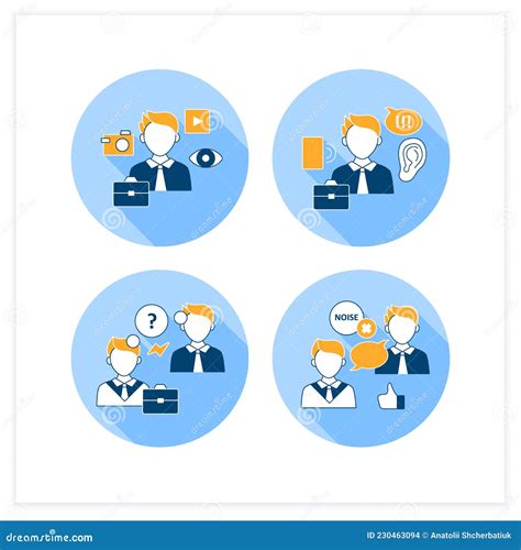 Effective Communication Flat Icons Set Stock Vector Illustration Of