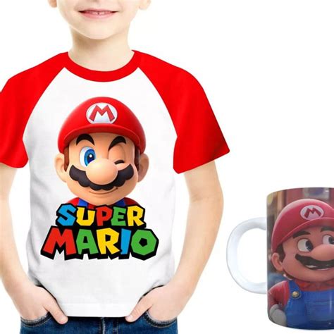 Kit Camiseta Caneca Do Filme Super Mario Bros Luigi Yosh