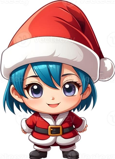 ai generiert ein Anime Mädchen tragen ein Santa Hut 34730170 PNG