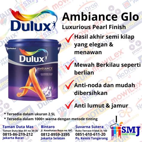 Jual CAT TEMBOK SEMI KILAP SHEEN Dulux AMBIANCE DIAMOND GLO Warna