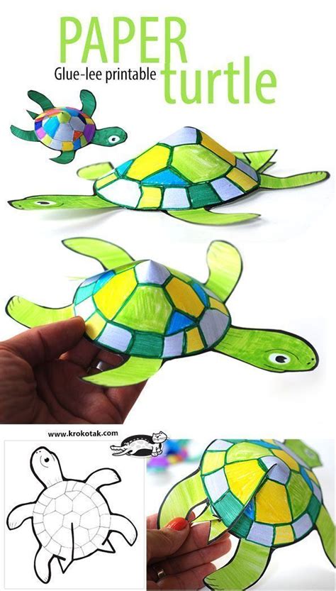 Snail And Turtle Are Friends Art Idea Glue Less Printable Paper