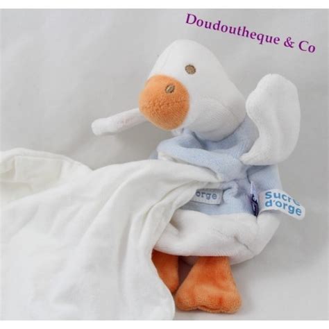 Doudou Mouchoir Oie Sucre D Orge Bleu Blanc Canard Cm Sos Doudou