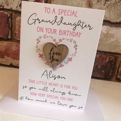 Personalised Granddaughter Birthday Card Keepsake Love You Etsy