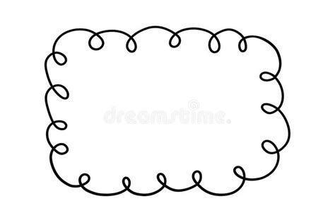 Doodle Rectangle And Oval Looped Frame Hand Drawn Scalloped Edge