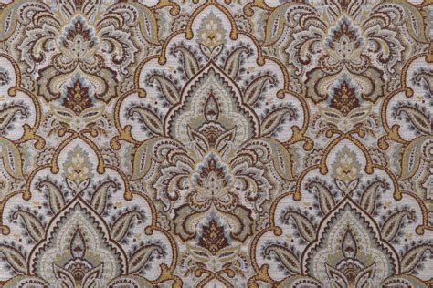 Hamilton Patterson Chenille Damask Upholstery Fabric In Topaz