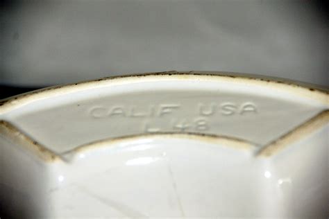 California Pottery Set Of 4 Snack Dishes Calif Usa L48 Aqua White