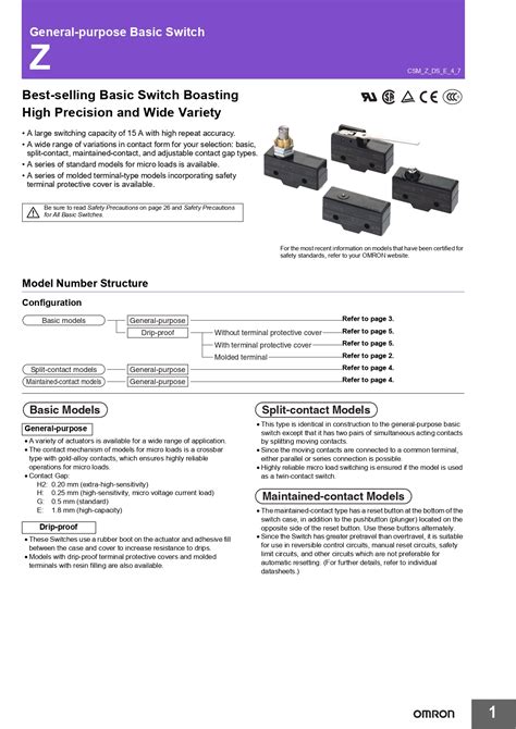 Z 15GQ B General Purpose Basic Switch Z OMRON MISUMI India