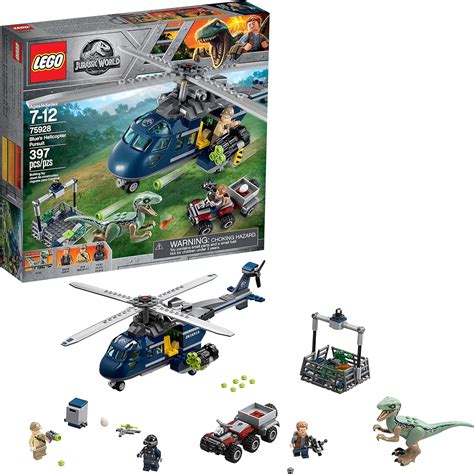 Lego Jurassic World Helicopter Pursuit Kit De Construcción De Helicóptero Azul