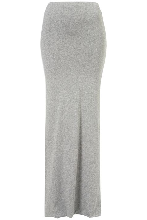 Lyst Topshop Grey Double Layer Maxi Skirt In Gray