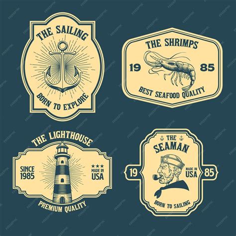 Premium Vector Set Of Vintage Sailing Nautical Badge Label