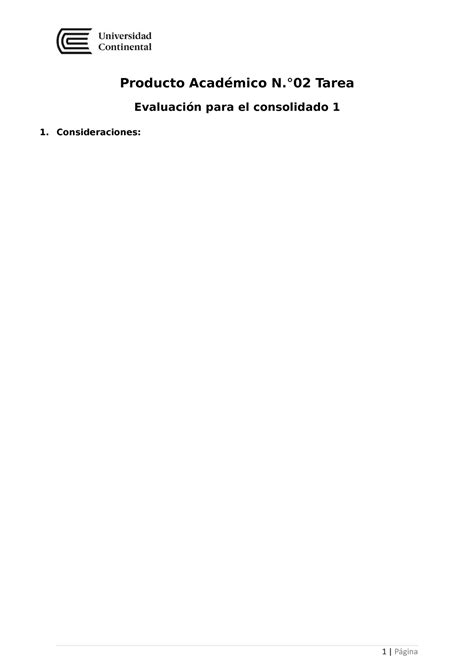 Producto Académico Nº 02 Producto Académico N 02 Tarea Evaluación