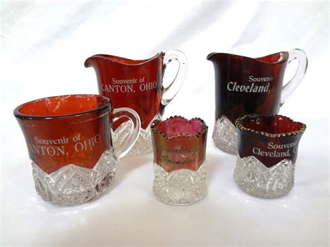 Lot Detail 11 Ruby Red Flash Glass Souvenir Glass