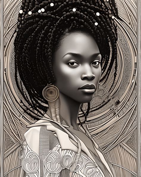 Elegant Black Woman With Loose Braids · Creative Fabrica