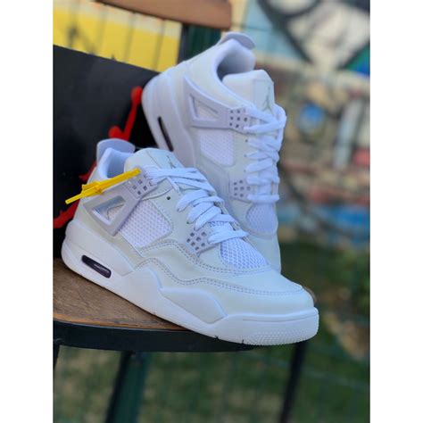 Tênis Masculino Nike Air Jordan 4 Branco Branco Basquete Bota