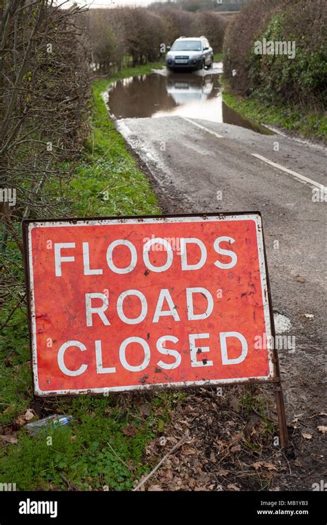 Roads Closed In Atcham Shrewsbury Shropshire England Due To Spring