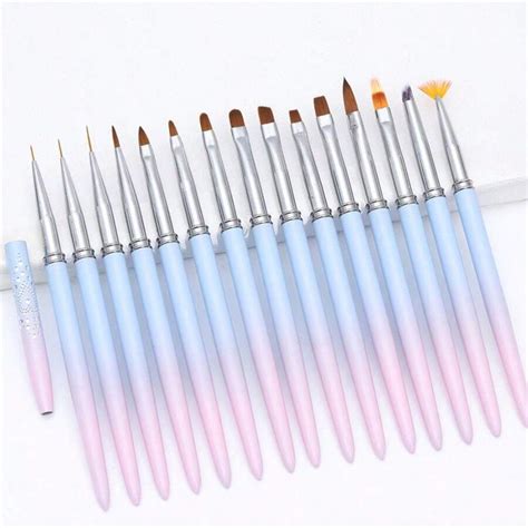 Ensemble de 15 brosses à ongles pour nail art outils de peinture de