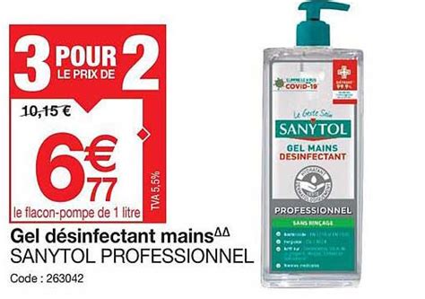 Promo Gel Desinfectant Mains Sanytol Professionnel Chez Promocash