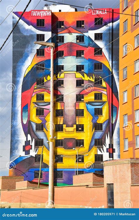 The Colorful Towers Of Condominio Wiphala Painted By Bolivian Artist Roberto Mamani Mamani In