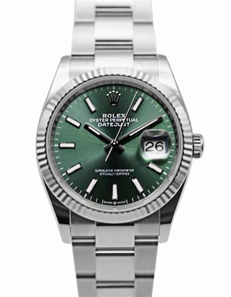 Rolex Datejust 36 126234 Mint Green Dial Fluted Bezel Oyster Bracelet