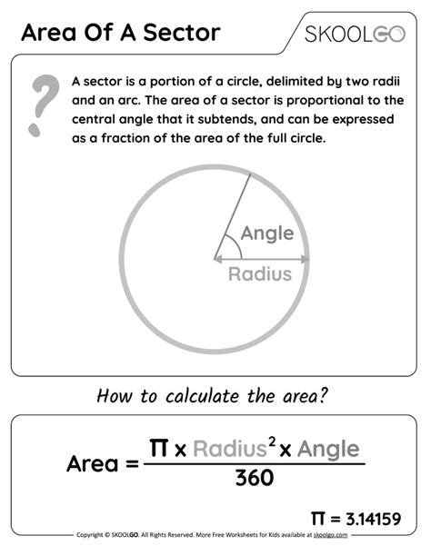 Area of a Sector - Free Worksheet for Kids - SKOOLGO