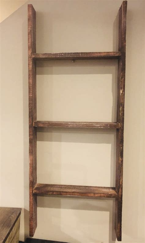 Rustic Hanging Ladder Shelf Etsy