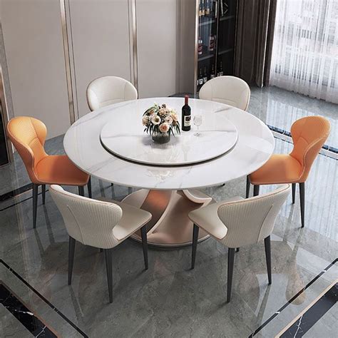 Modern Round Pedestal Dining Table Sintered Stone Home Convertible ...