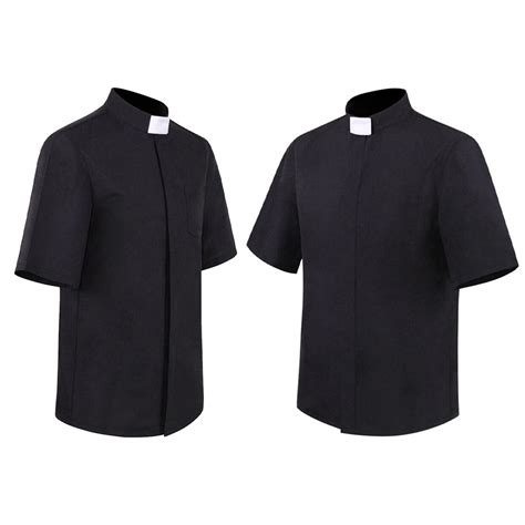 Men Clergy Shirt Preacher Minister Clerical Priest Shirt Short Sleeve