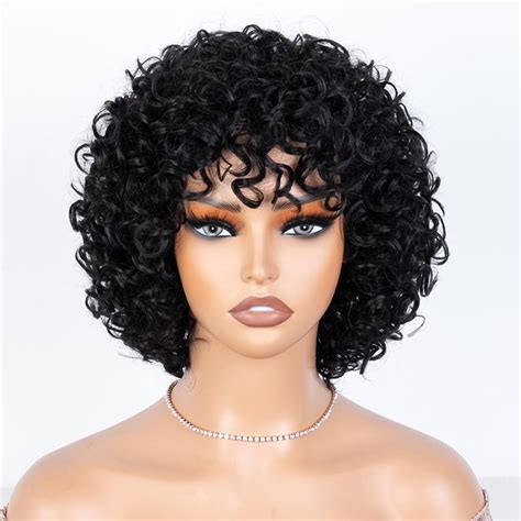 Amazon Joedir Hair Curly Wig With Bangs Human Hair For Black