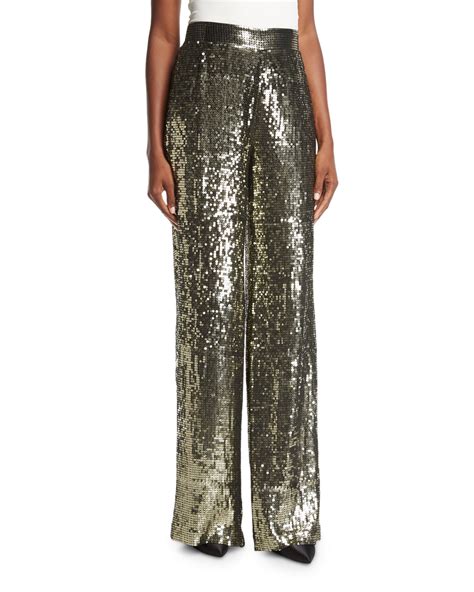 Alice Olivia Racquel High Waist Wide Leg Sequin Pants Neiman Marcus