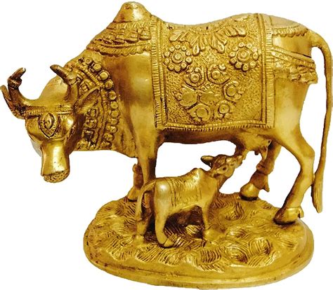 Amazon Brass Statue Kamdhenu Cow With Calf Nandi Idol