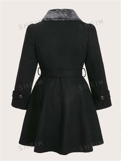 Shein Clasi Plus Double Breasted Belted Overcoat Shein Usa