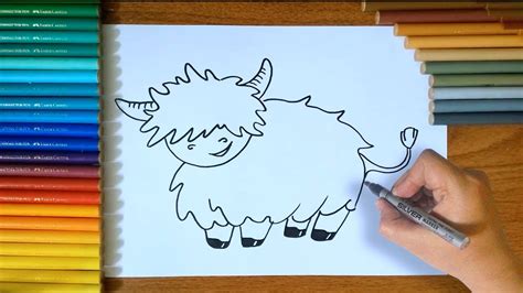 Highland Cow Drawing Cartoon - Luanetg