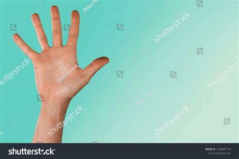 Young Woman Showing Four Fingers Hand Stock Photo Edit Now 1350487118