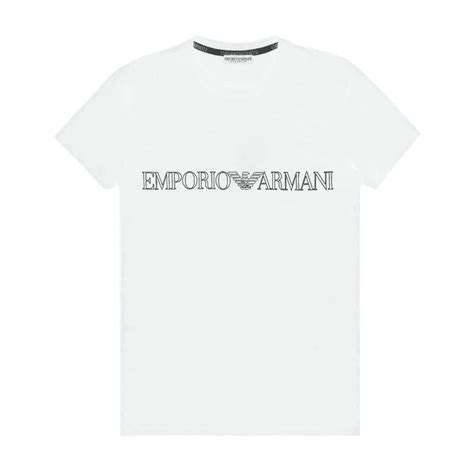 Emporio Armani Cotton Print Logo Round Neck White T Shirt Clothing