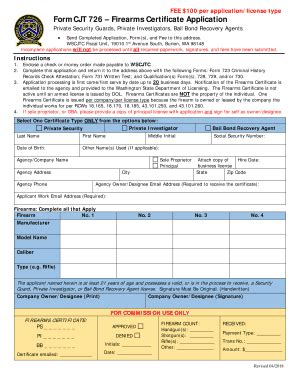 Fillable Online Fortress Wa FormCJT 726 Firearms Certificate