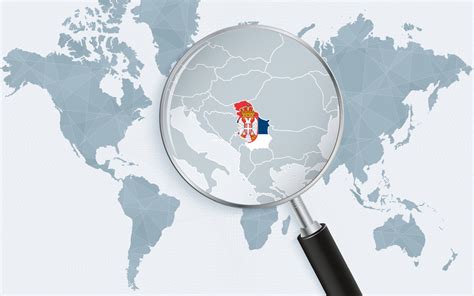 World Map With A Magnifying Glass Pointing At Serbia Map Of Serbia