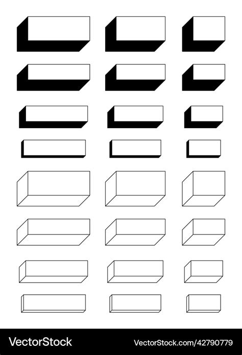 Rectangle Shape With Shadow Thin Line And Outline Vector Image